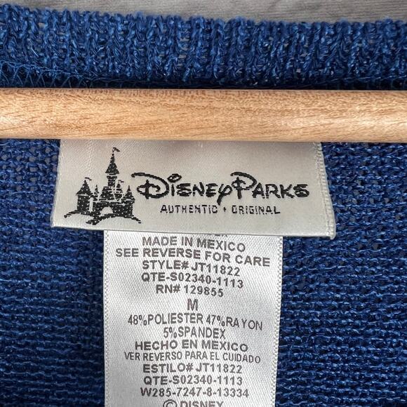 DISNEY PARKS Women's M Blue Mickey Mouse Winter Hat Lightweight Raglan Sweater - Picture 4 of 9